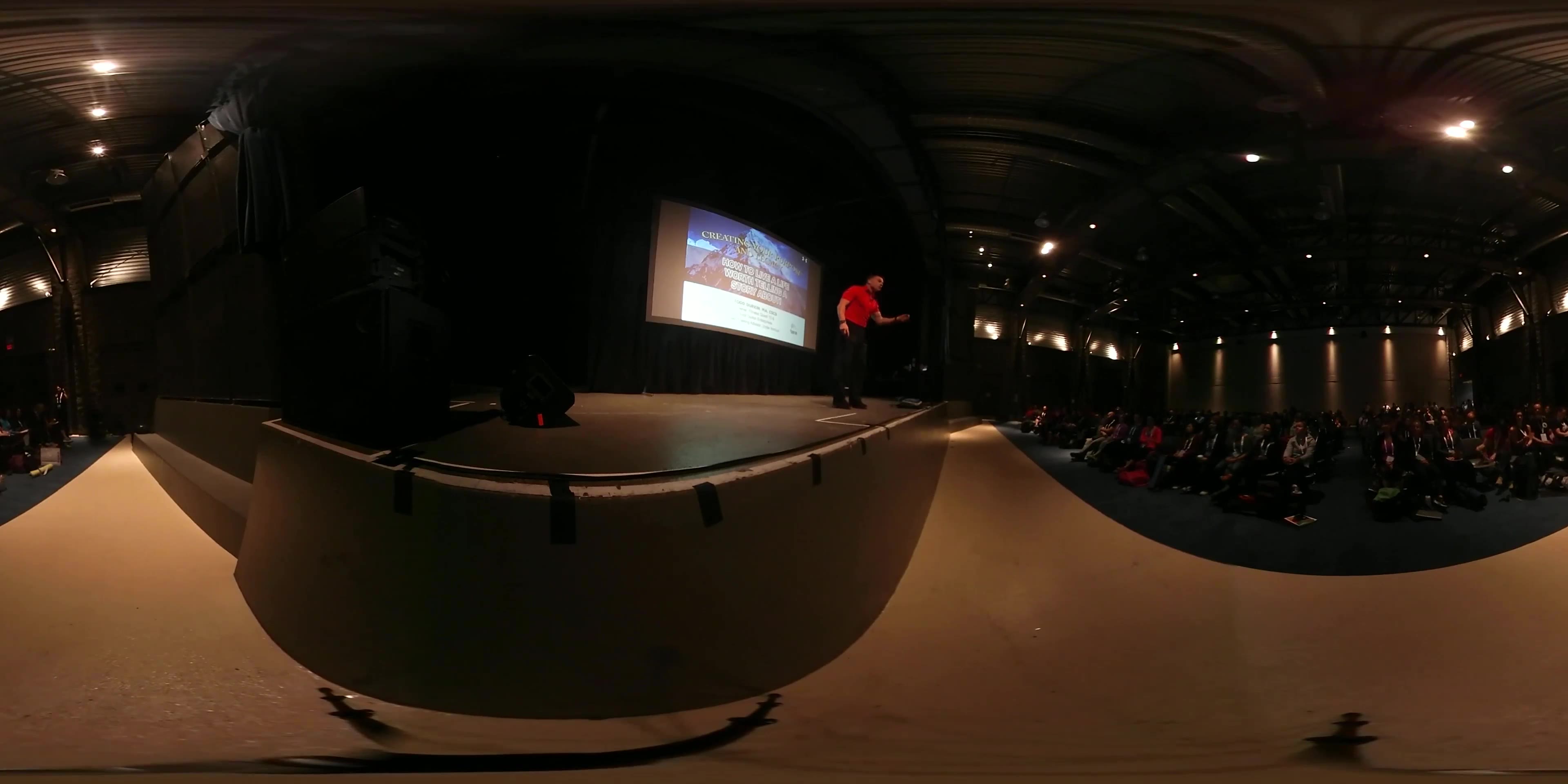 360 video of an event venue, an audience filling in