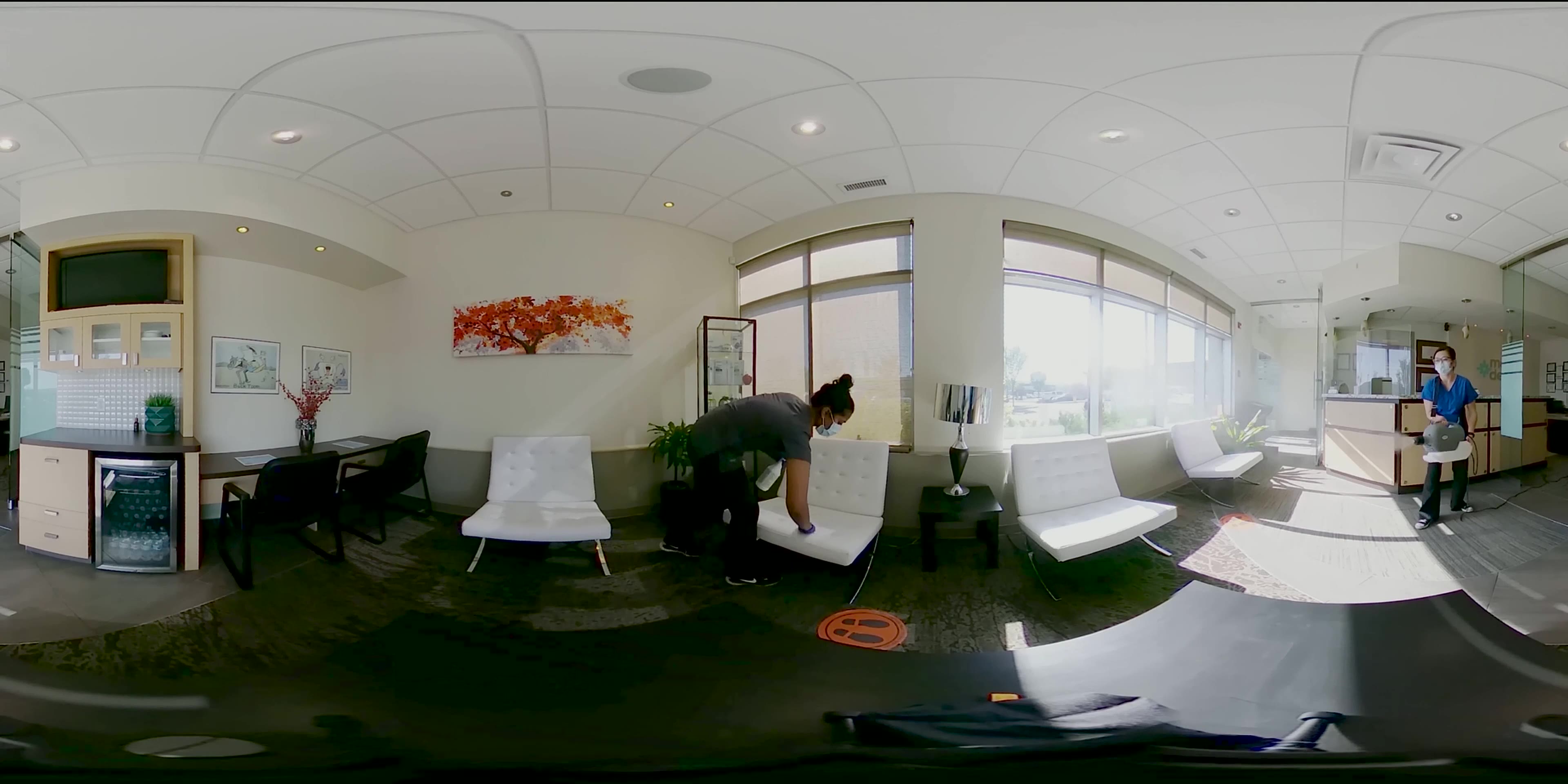 360 video of a dental waiting room being prepared by staff